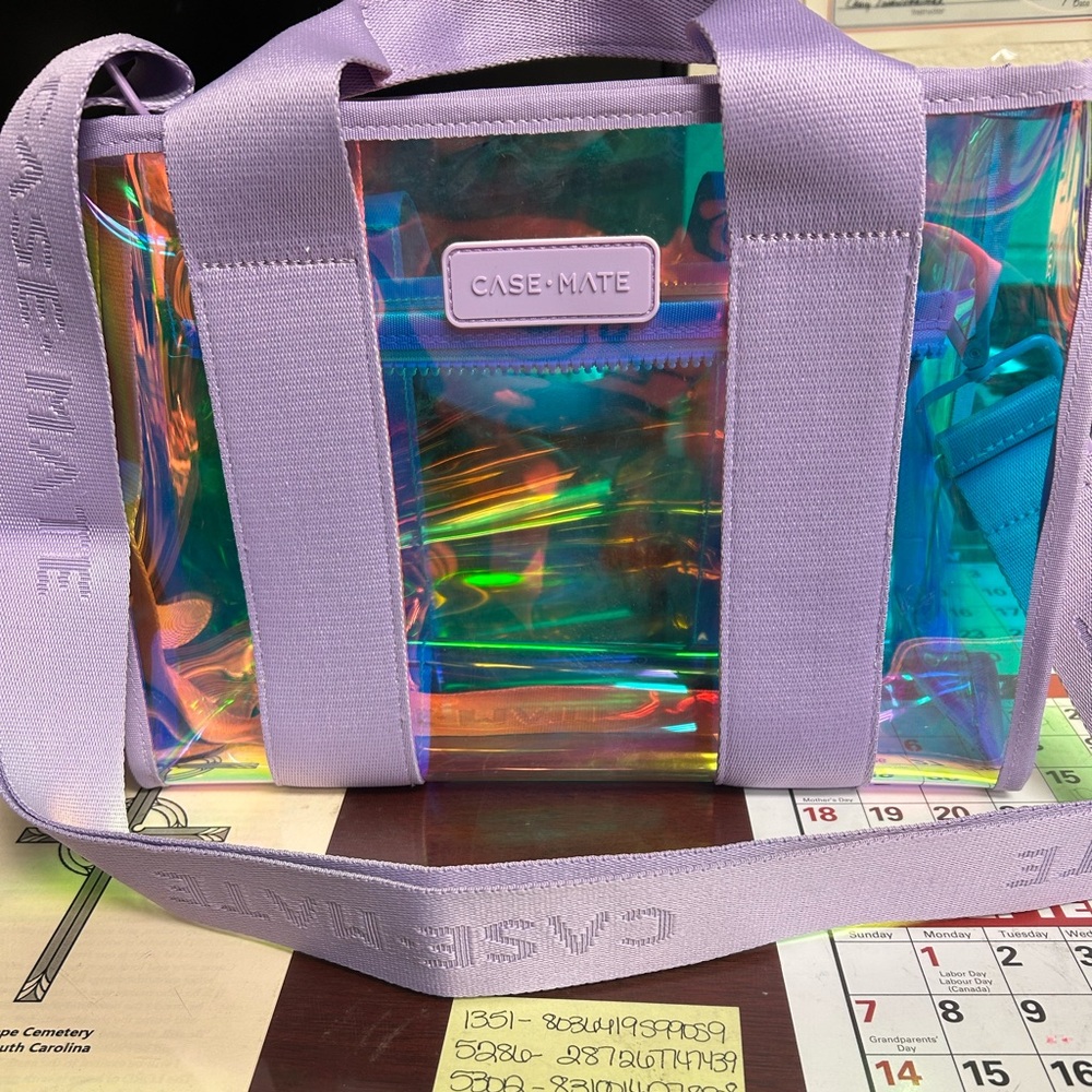 Case-Mate Iridescent Tote with Lavender Straps